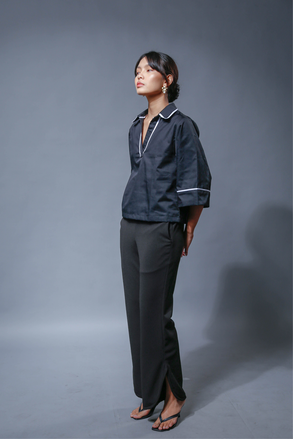 SLIT-HEM FLARE PANTS